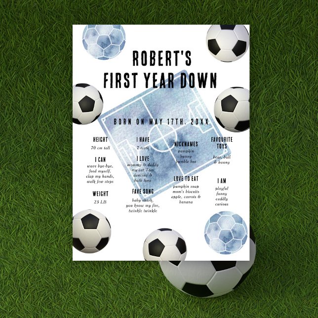 Soccer First Birthday Milestone Birthday Poster (Von Creator hochgeladen)