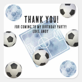 Soccer First Year Down Birthday Party Quadratischer Aufkleber