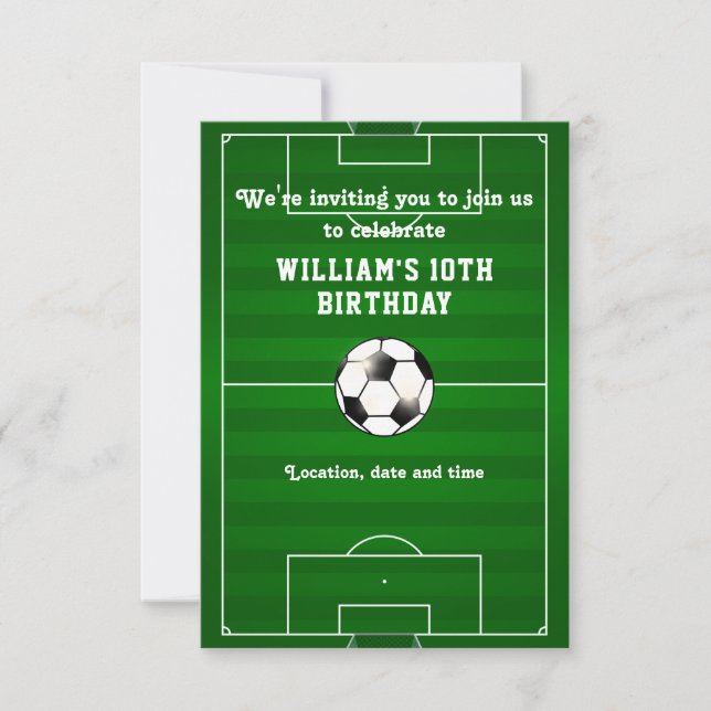 Soccer Football Field Custom Birthday Invitation (Devant)