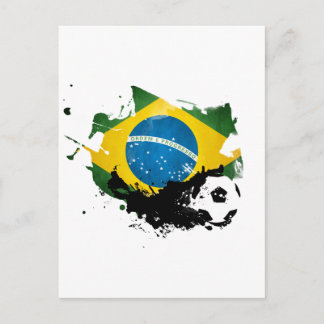 soccer / Football over brazil flag painting Postkarte