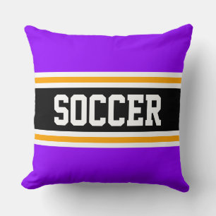 SOCCER Fun Bright Lila Black Athletic Streifen Kissen