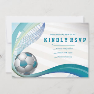 SOCCER GIRL Aqua Bat Mitzvah RSVP Karte