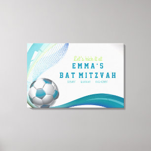 SOCCER GIRL Aqua Bat Mitzvah Sign-In Board Leinwanddruck