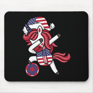 Soccer Girl Dabbing Unicorn WeihnachtsHat United S Mousepad