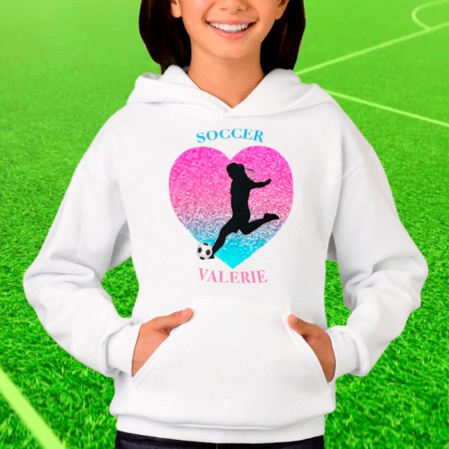 Soccer Girl Heart Hoodie w/ Name (Von Creator hochgeladen)