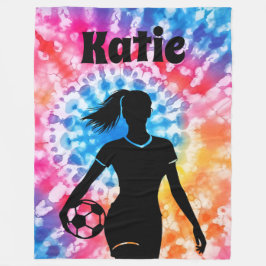 Soccer Girl Personalisiert Krawatte Dye Rainbow Aq Fleecedecke