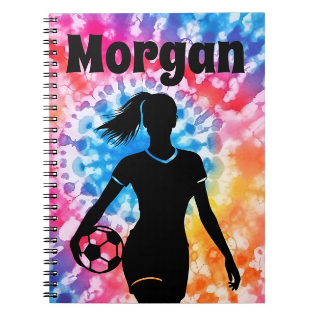 Soccer Girl Personalisiert Krawatte Dye Rainbow Aq Notizblock (Vorderseite)