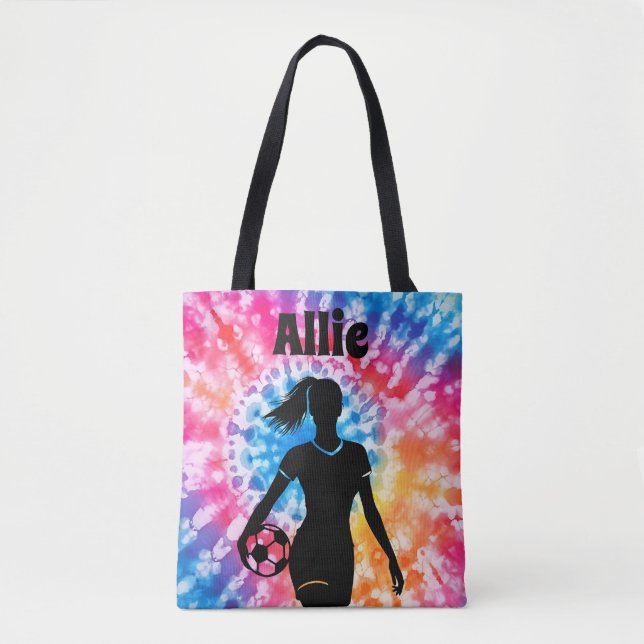 Soccer Girl Personalisiert Krawatte Dye Rainbow Aq Tasche (Vorderseite)