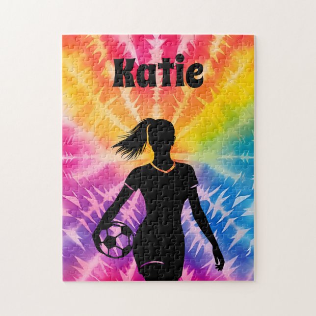 Soccer Girl Personalisiert Krawatte Dye Rainbow Bu (Vertikal)