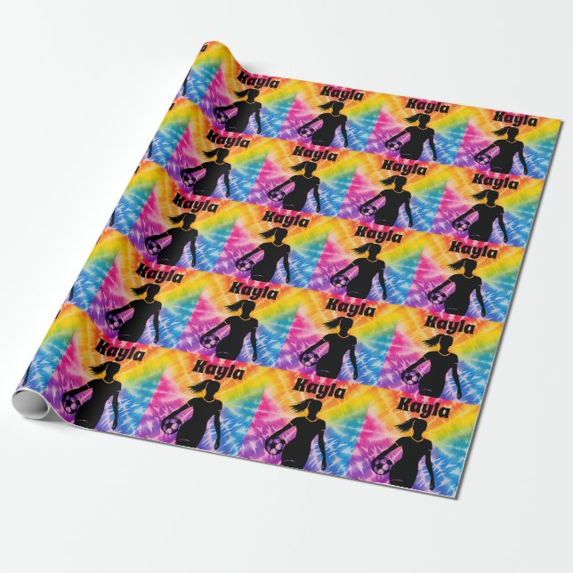 Soccer Girl Personalisiert Krawatte Dye Rainbow Bu Geschenkpapier (Ungerollt)
