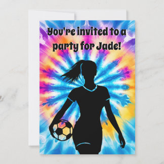 Soccer Girl Personalisierte Krawatte Dye Rainbow B Einladung