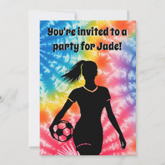 Soccer Girl Personalisierte Krawatte Dye Rainbow B Einladung