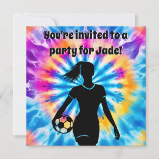 Soccer Girl Personalisierte Krawatte Dye Rainbow B Einladung