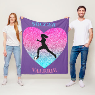 Soccer Girls Fleece Blanket mit Personalisiertem N