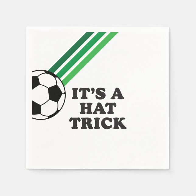Soccer Green Stripes Hat Trick 3. Geburtstag Serviette (Vorderseite)