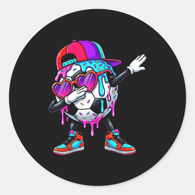 Soccer Ice Cream Drip Dabbing Sprinkles Srts Boys  Runder Aufkleber (Vorderseite)