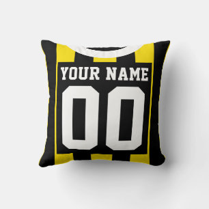 Soccer Jersey Name & Nummer Black & Yellow Kissen