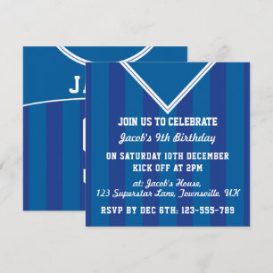 Soccer Jersey Themed Party Invites, Football, Blue Einladung