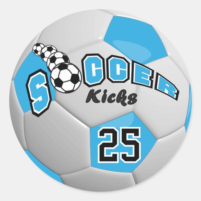 Soccer Kicks | Baby Blue Runder Aufkleber (Vorderseite)