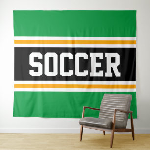 SOCCER Leichtathletische, hellgrüne, schwarzgelbe Wandteppich