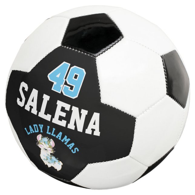 Soccer Llama - Blau, Schwarz und Weiß Fußball (Dreiviertel)