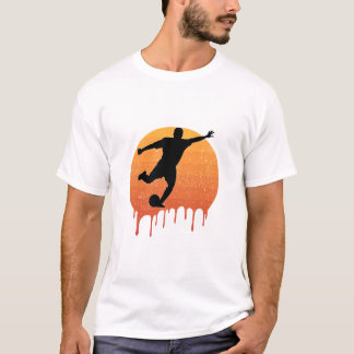 Soccer Lover Vintag Retro Sunset T-Shirt