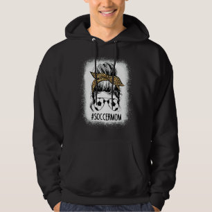 Soccer Mama Life Messy Bun Leopard Mutter Day Ble Hoodie