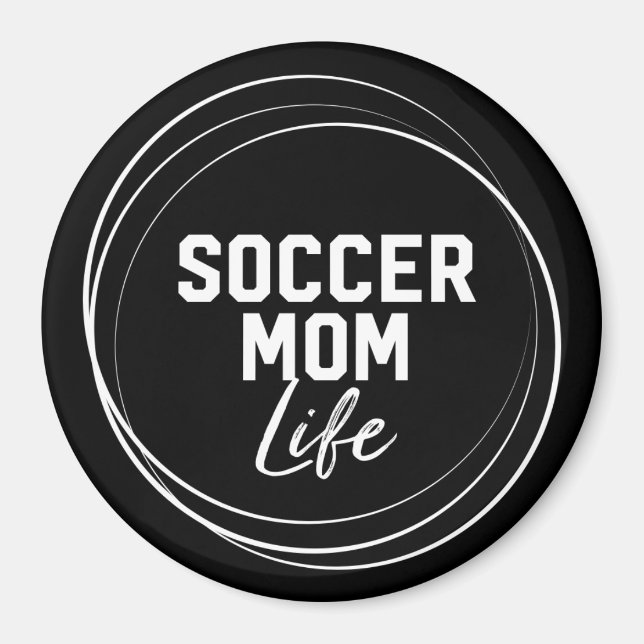 Soccer Maman Vie Magnet - Noir (Devant)