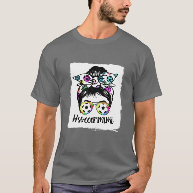 Soccer Mimi Life Messy Bun Bandana Frauen Mutter T-Shirt (Vorderseite)