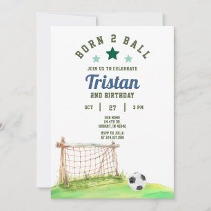 Soccer Né Deux Balles 2e Invitation Anniversaire
