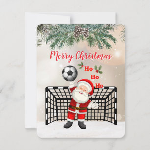 Soccer Noël Carte de voeux Père Noël Soccer