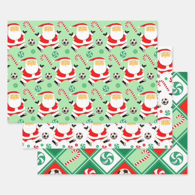 Soccer Noël Papier cadeau enveloppant (Lot)