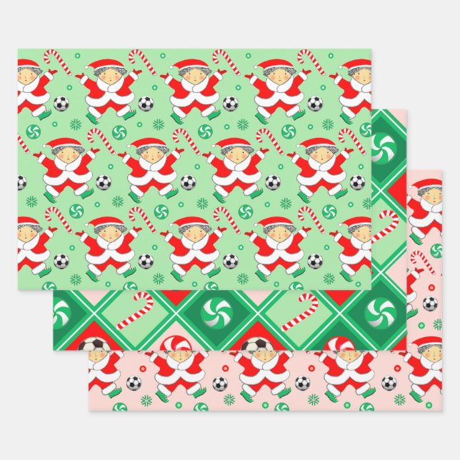 Soccer Noël Papier cadeau enveloppant (Lot)