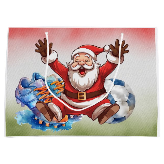 Soccer Noël thème Grand sac cadeau (Devant)