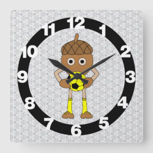 Soccer Nut Quadratische Wanduhr