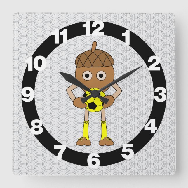 Soccer Nut Quadratische Wanduhr (Vorderseite)