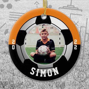 Soccer Orange Black Team Colors Keramik Ornament