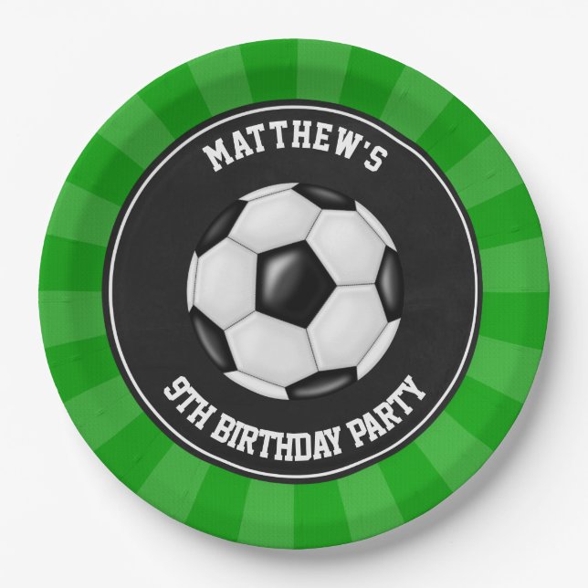 Soccer Party Cake Dinner Teller Personalisiert (Vorderseite)