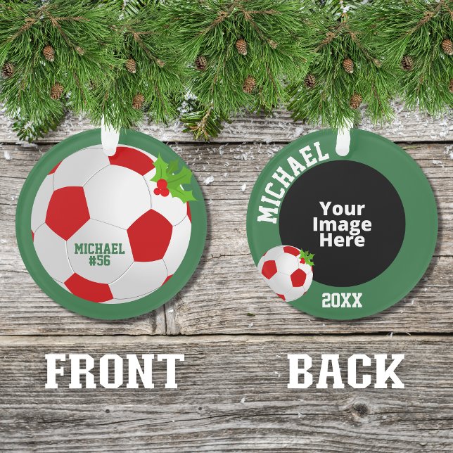 Soccer Photo personnalisée Noël (A cute ornament for the  soccer player in your life insert your own picture to personalized it.)