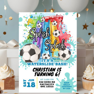 Soccer Piscine Fête Anniversaire Invitation