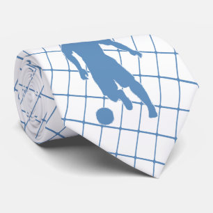 Soccer Player Kicking Ball Blue Karo Necktie 2 Krawatte
