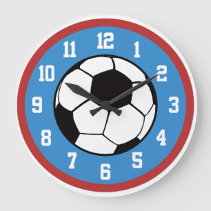Soccer Red and Blue Große Wanduhr