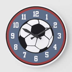 Soccer Red White and Blue Große Wanduhr