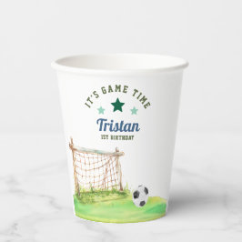 Soccer Rookie “It’s Game Time” First Birthday Pappbecher