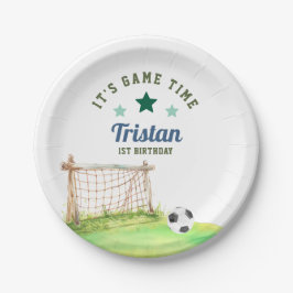 Soccer Rookie “It’s Game Time” First Birthday Pappteller