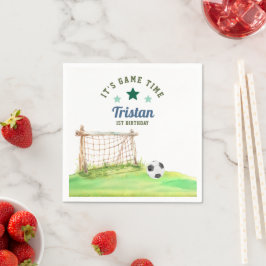 Soccer Rookie “It’s Game Time” First Birthday Serviette