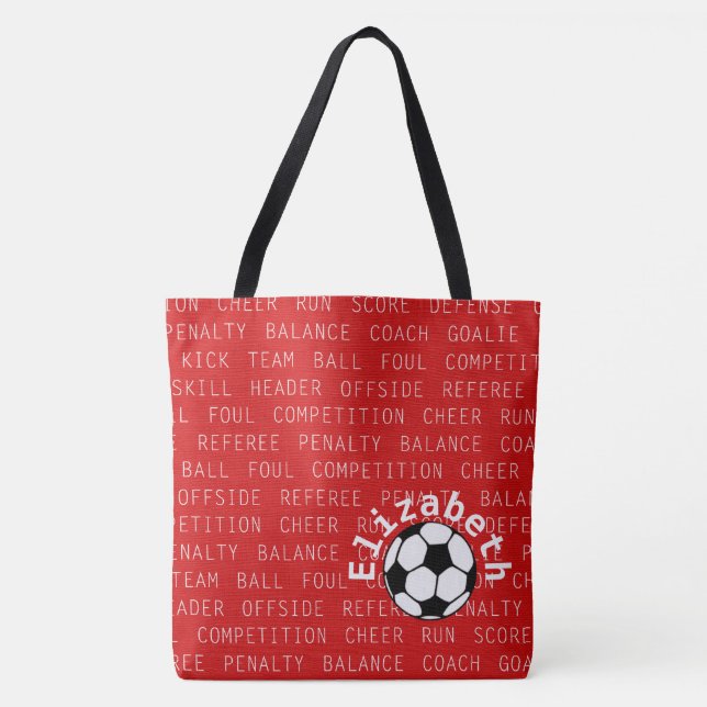 Soccer rouge sur tout le sac d'impression (Devant)