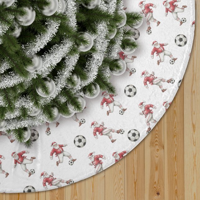 Soccer Santa Christmas Pattern Polyester Weihnachtsbaumdecke (Von Creator hochgeladen)