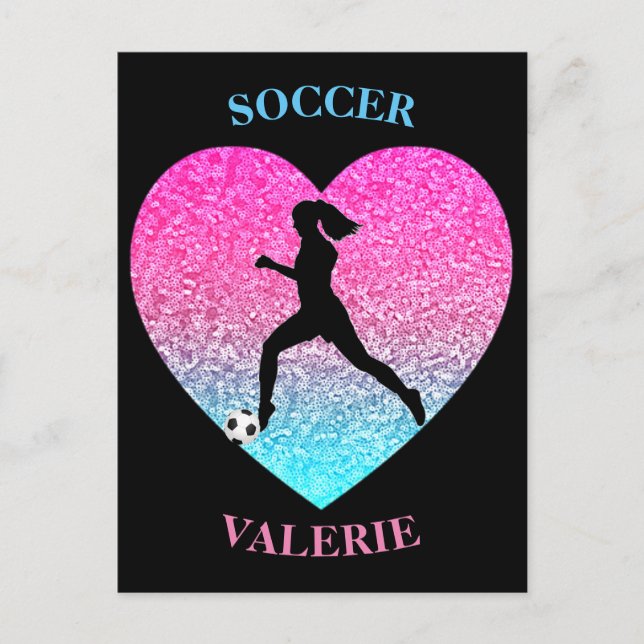 Soccer Sequins Herz Postkarte (Vorderseite)