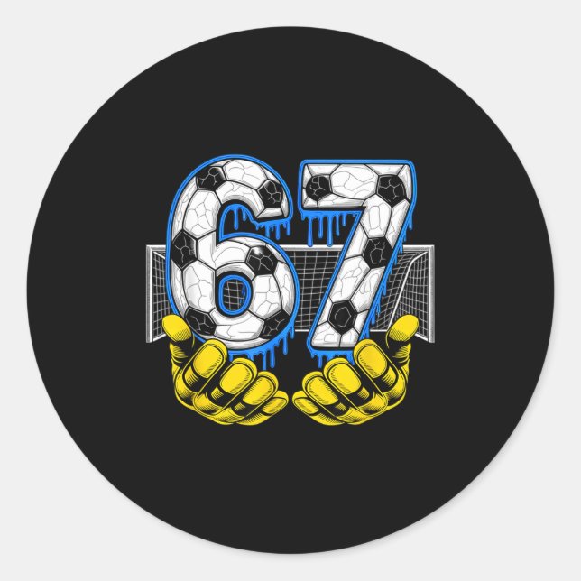Soccer Six Seven 67 Funny Gen Alpha Meme  Runder Aufkleber (Vorderseite)